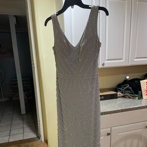 Elegant Gray Beaded Dress